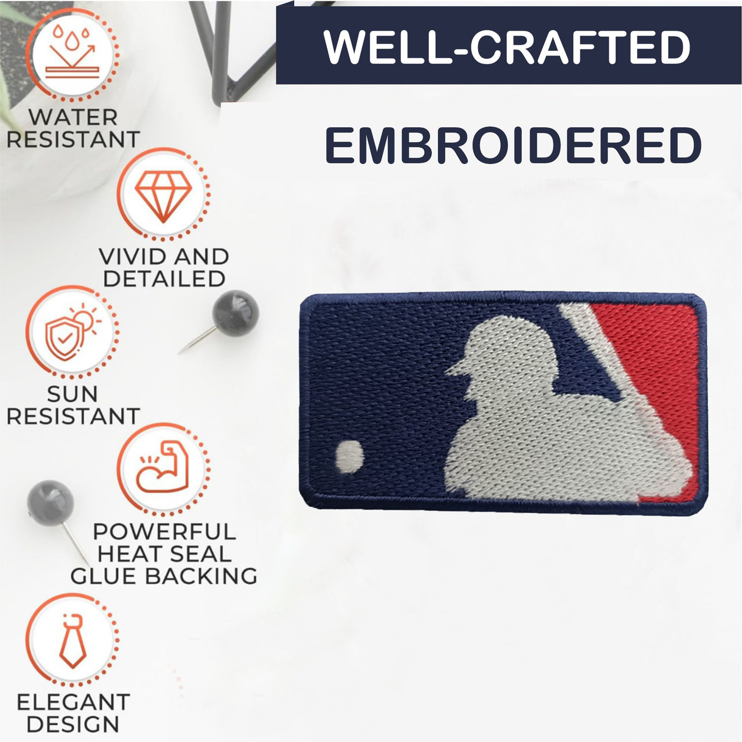 MLB Logo Major League Baseball Iron On Patch - Sew Patch - Embroidered Patch