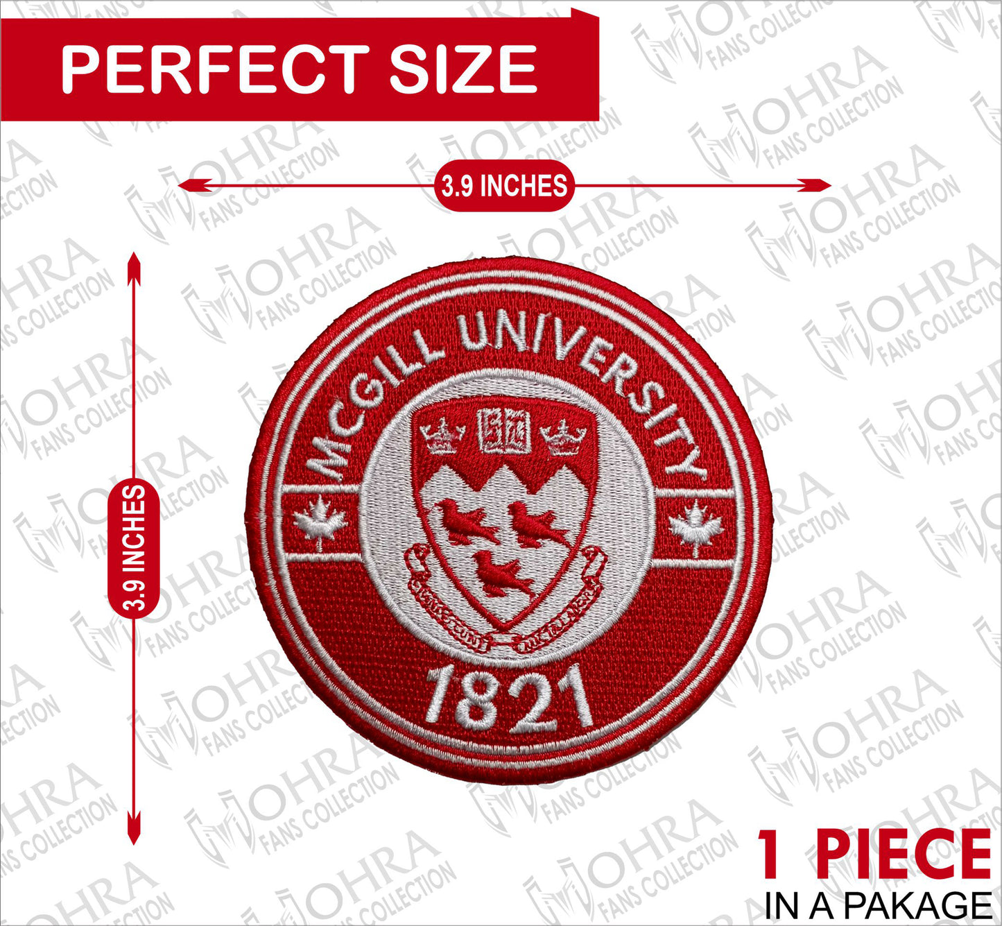 McGill University Logo Iron On Patch - Sew Patch - Embroidered Patch