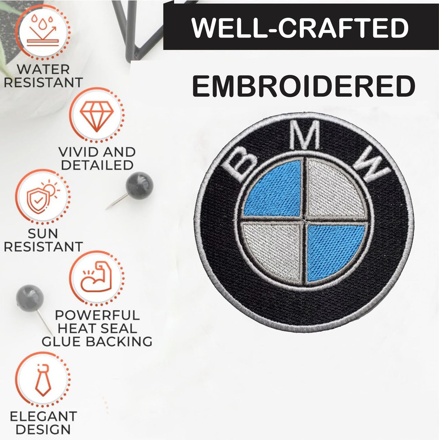 BMW Logo Iron On Patch - Sew Patch - Embroidered Patch