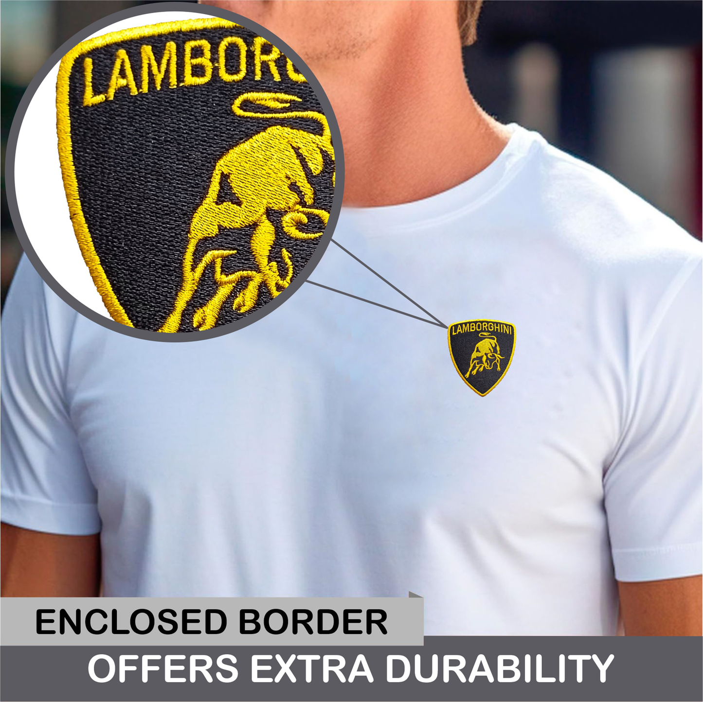 Lamborghini Logo Iron On Patch - Sew Patch - Crest Embroidered Patch