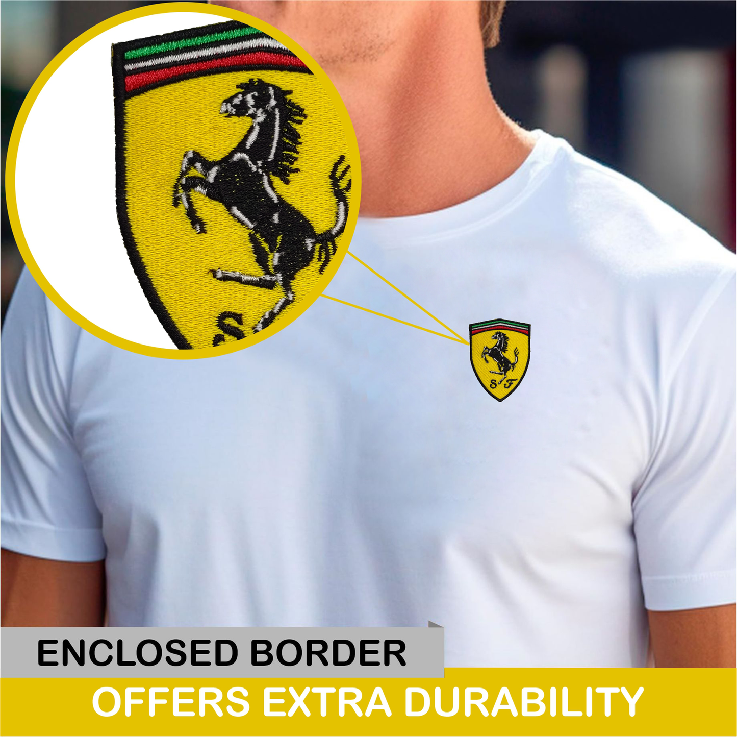 Ferrari Logo Crest Iron On Patch - Sew Patch - Crest Embroidered Patch